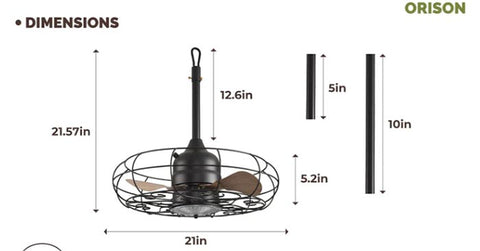 caged ceiling fan with light