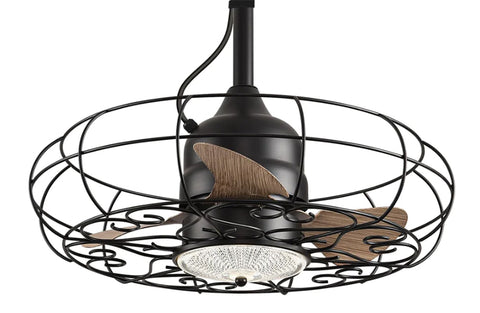 How do you clean a caged ceiling fan?