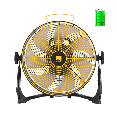 12" Orison Portable Battery Operated Floor Fan, High-Velocity Floor Fan, Cordless Fan for Camping, Travel, Tents, Hurricanes, and Home Use
