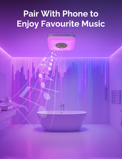 Orison Bathroom Exhaust Fan with Bluetooth Speaker, 110 CFM 1.0 Sone, bathroom vent fan featuring Light with 3 Color Temperatures, RGB Music Light, Nightlight, Remote Control