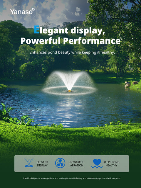 Orison Pond Fountain Aerator Pump with Timer, 50ft Power Cord, 2 Spray Patterns, Energy-Efficient Water Circulation for Ponds & Lakes
