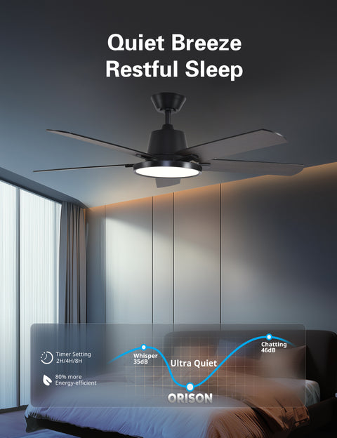 52" Orison Ceiling Fans with Lights, Low Profile Ceiling Fan with Remote/APP Control