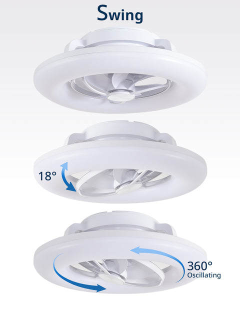 22" Orison 360° Oscillating Ceiling Fan with Light, 18° Rotating Smart RGB Backlight & Dimmable LED, Alexa & Google Compatible, APP/Remote Control
