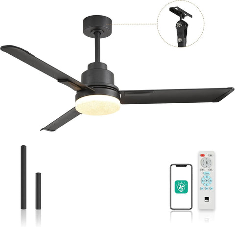 52" Orison Outdoor Ceiling Fan with Lights and Remote Control, Wet Rated Waterproof Gazebo Fan for Porch Patios Pavilion