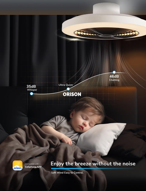 19.7" Orison Low Profile Ceiling Fan With Light