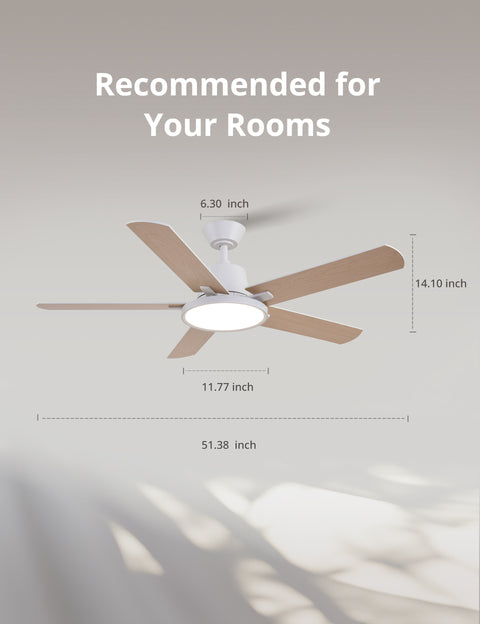 52" Orison Ceiling Fans with Lights, Low Profile Ceiling Fan with Remote/APP Control