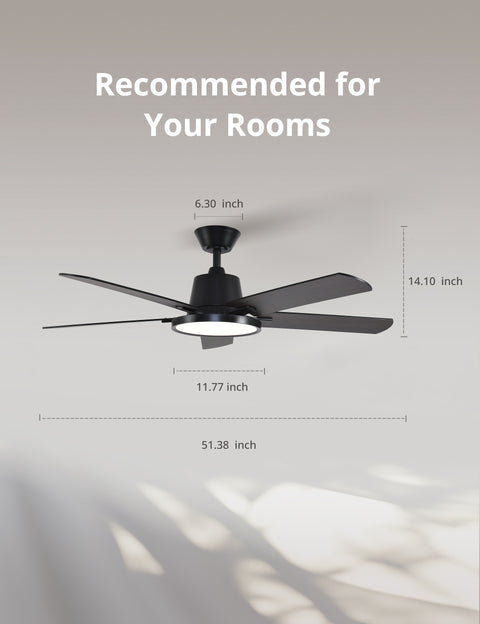 52" Orison Ceiling Fans with Lights, Low Profile Ceiling Fan with Remote/APP Control