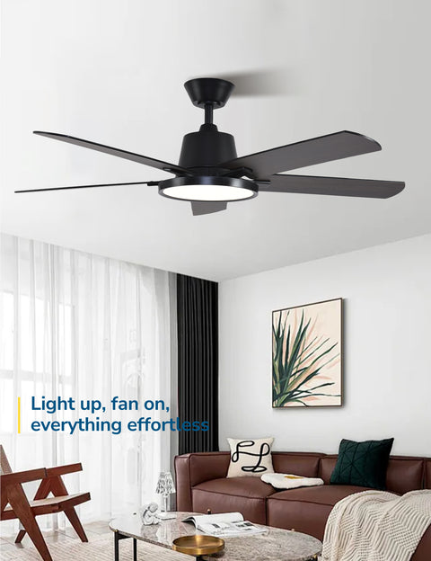 52" Orison Ceiling Fans with Lights, Low Profile Ceiling Fan with RGB Backlight, Remote/APP Control