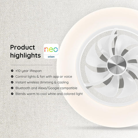 22" Orison Neo Smart Ceiling Fan with Lights Remote Control