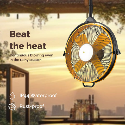 24.8" Orison Outdoor Ceiling Fan with Light 360-degree Manual Vertical Rotation - Waterproof(Yellow)