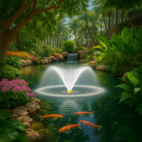 Orison Pond Fountain Aerator, 1HP 15000 GPH Fountain Pump with Timer, 15A/110V 100FT power cord, 2 Spray Patterns for Ponds & Lakes