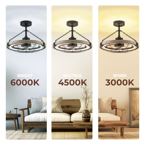 24.4" Orison Smart Caged Ceiling Fan With Lights, Dimmable LED Ceiling Light with Remote/APP Control