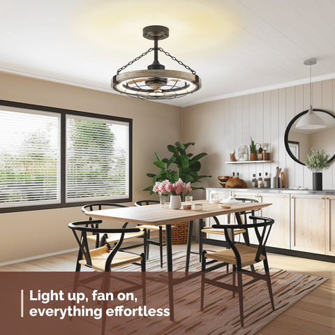24.4" Orison Smart Caged Ceiling Fan With Lights, Dimmable LED Ceiling Light with Remote/APP Control