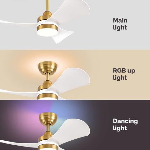 32" Orison Smart Ceiling Fans with Lights and Remote Control, Dancing RGB Light for Modern Bedroom