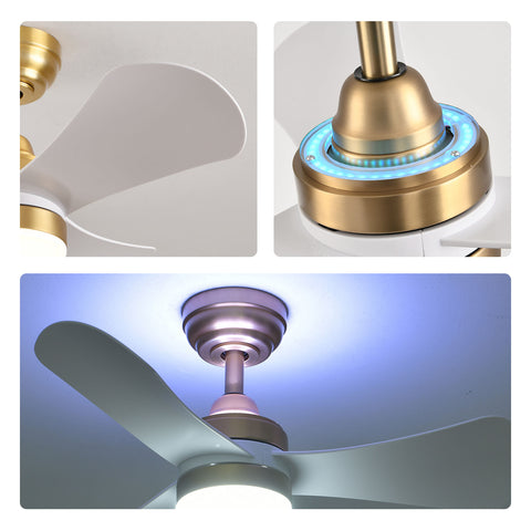 32" Orison Smart Ceiling Fans with Lights and Remote Control, Dancing RGB Light for Modern Bedroom