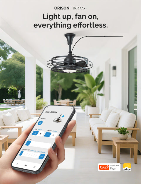 21" Orison Outdoor Ceiling Fan with Light, Gazebo Fans for Pergolas