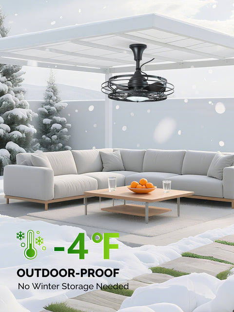 21" Orison Outdoor Ceiling Fan with Light, Gazebo Fans for Pergolas