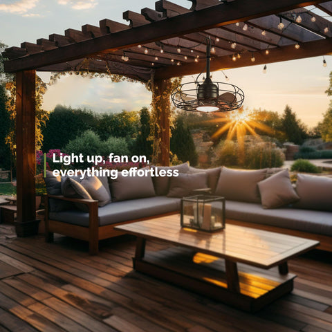 caged ceiling fan with light