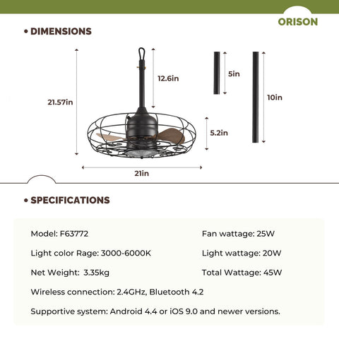 caged ceiling fan with light