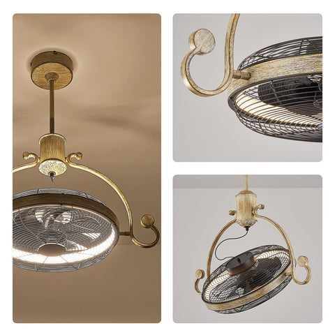24.8" Orison Vintage Adjustable Directional Ceiling Fan with Light and Remote/APP Control