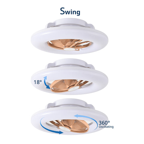 22" Orison 360° Oscillating Ceiling Fan with Light, 18° Rotating Smart RGB Backlight & Dimmable LED, Alexa & Google Compatible, APP/Remote Control