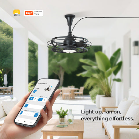 21" Orison Outdoor Ceiling Fan with Light, Gazebo Fans for Pergolas