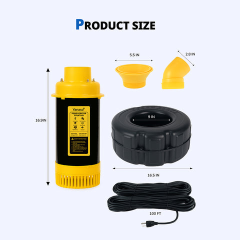 Orison Pond Fountain Aerator, 1HP 15000 GPH Fountain Pump with Timer, 15A/110V 100FT power cord, 2 Spray Patterns for Ponds & Lakes