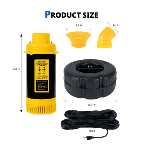 Orison Pond Fountain Aerator Pump with Timer, 50ft Power Cord, 2 Spray Patterns, Energy-Efficient Water Circulation for Ponds & Lakes