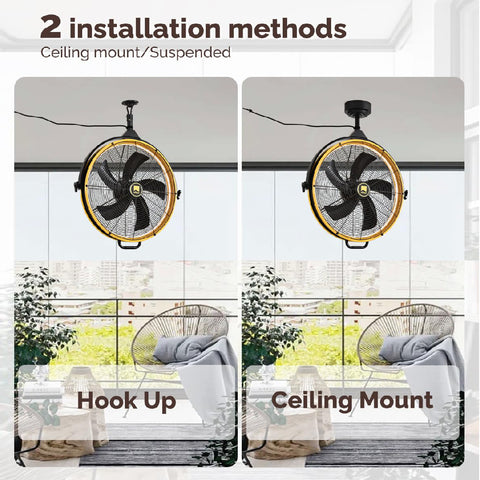 24.8" Orison Outdoor/Indoor Garage Ceiling Fan with Light, Manual Vertical Rotation