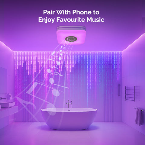 Orison Bathroom Exhaust Fan with Bluetooth Speaker, 110 CFM 1.0 Sone, bathroom vent fan featuring Light with 3 Color Temperatures, RGB Music Light, Nightlight, Remote Control