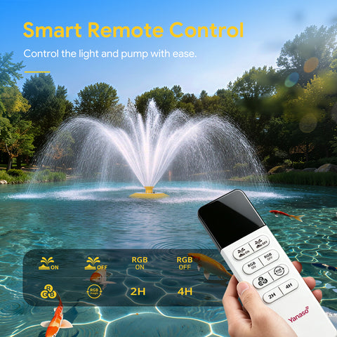 Orison Pond Fountain Aerator with RGB Lights, 1HP 15000 GPH Floating Fountain Pump for Pond & Lake, APP & Remote Control
