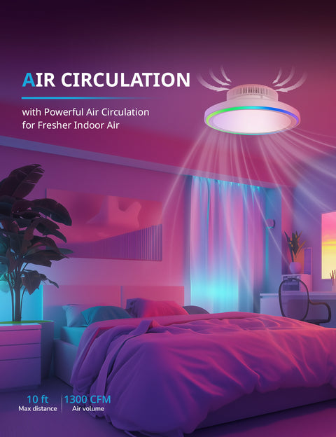 18" Orison Bladeless Ceiling Fan with RGB Halo Light & App Remote Control