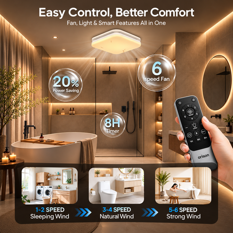 Orison Bathroom Exhaust Fan with Light, 110 CFM 1.0 Sone, 1500LM 3CCT LED Light, Remote/APP Control