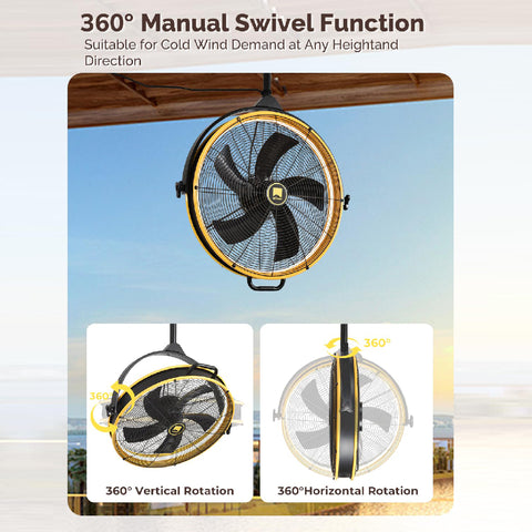 24.8" Orison Outdoor/Indoor Garage Ceiling Fan with Light, Manual Vertical Rotation