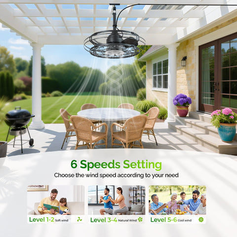 21" Orison Outdoor Ceiling Fan with Light, Gazebo Fans for Pergolas