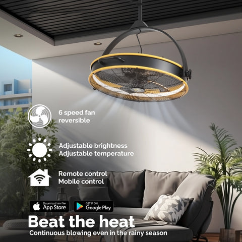 24.8" Orison Outdoor/Indoor Garage Ceiling Fan with Light, Manual Vertical Rotation