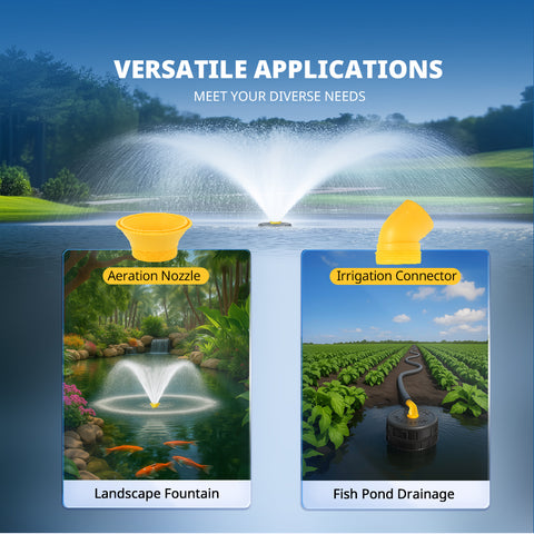 Orison Pond Fountain Aerator, 1HP 15000 GPH Fountain Pump with Timer, 15A/110V 100FT power cord, 2 Spray Patterns for Ponds & Lakes