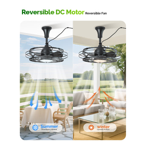 21" Orison Outdoor Ceiling Fan with Light, Gazebo Fans for Pergolas