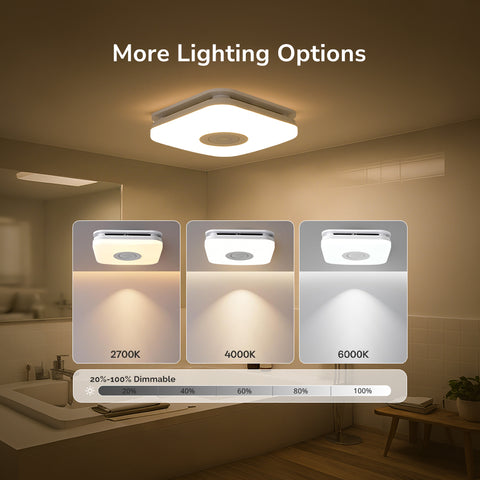 Orison Bathroom Exhaust Fan with Bluetooth Speaker, 110 CFM 1.0 Sone, bathroom vent fan featuring Light with 3 Color Temperatures, RGB Music Light, Nightlight, Remote Control