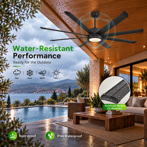 72" Orison Smart Ceiling Fans with Lights, Alexa & Remote & Tuya, Waterproof