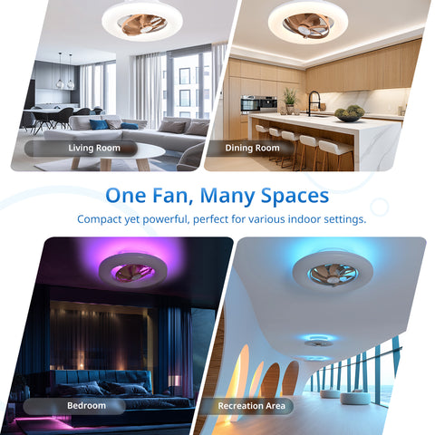 22" Orison 360° Oscillating Ceiling Fan with Light, 18° Rotating Smart RGB Backlight & Dimmable LED, Alexa & Google Compatible, APP/Remote Control