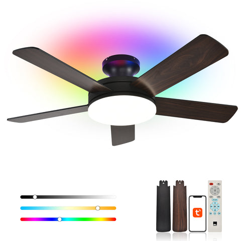 45" Orison Ceiling Fans with Lights, Low Profile Ceiling Fan with Light and Remote/APP Control