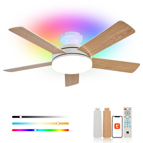 45" Orison Ceiling Fans with Lights, Low Profile Ceiling Fan with Light and Remote/APP Control