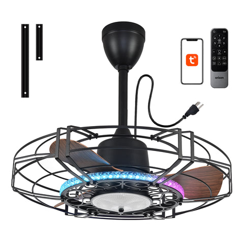 24" Orison Outdoor Ceiling Fan with RGB Light, Gazebo Fans Outdoor Hanging
