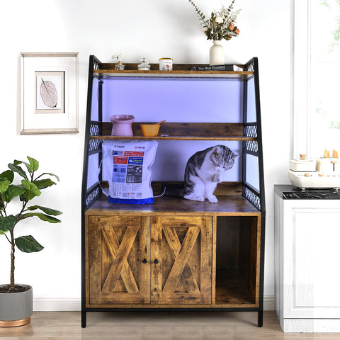 Orison Multifunctional Cat Enclosure and Storage Cabinet with RGB Lighting