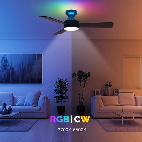 42" Orison Ceiling Fans with Light, Features RGB Backlight, Dimmable Lighting