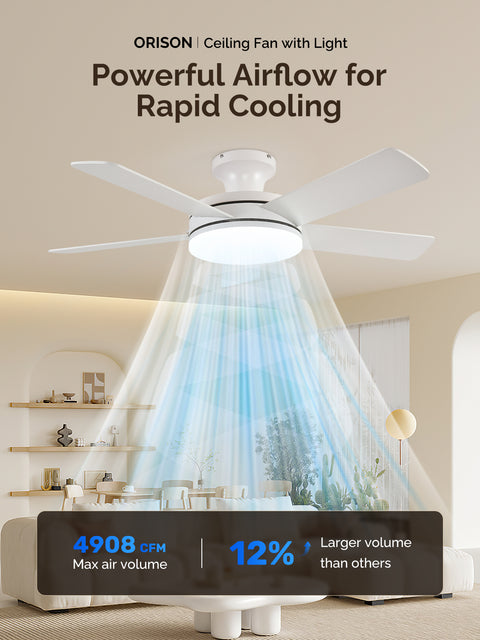 45" Orison Ceiling Fans with Lights, Low Profile Ceiling Fan with Light and Remote/APP Control