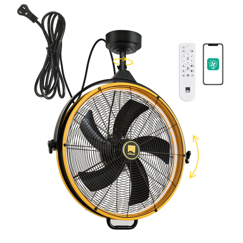 24.8" Orison Outdoor/Indoor Garage Ceiling Fan with Light, Manual Vertical Rotation