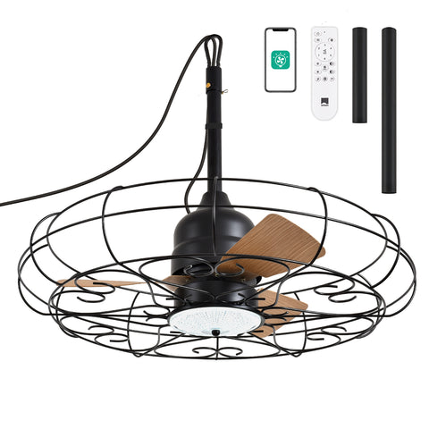 Orison Outdoor Caged Ceiling Fan with Light for Remote - Waterproof(Pattern)