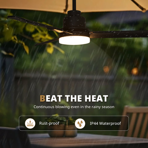 52" Orison Outdoor Ceiling Fan with Lights and Remote Control, Wet Rated Waterproof Gazebo Fan for Porch Patios Pavilion